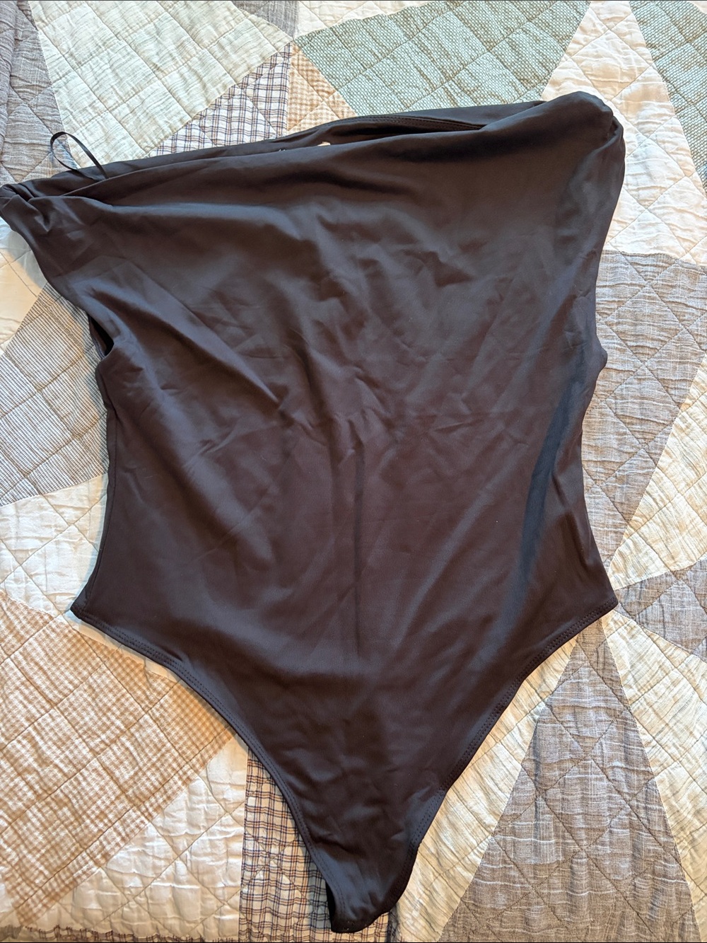 Camila Coelho Black One-Shoulder Bodysuit
